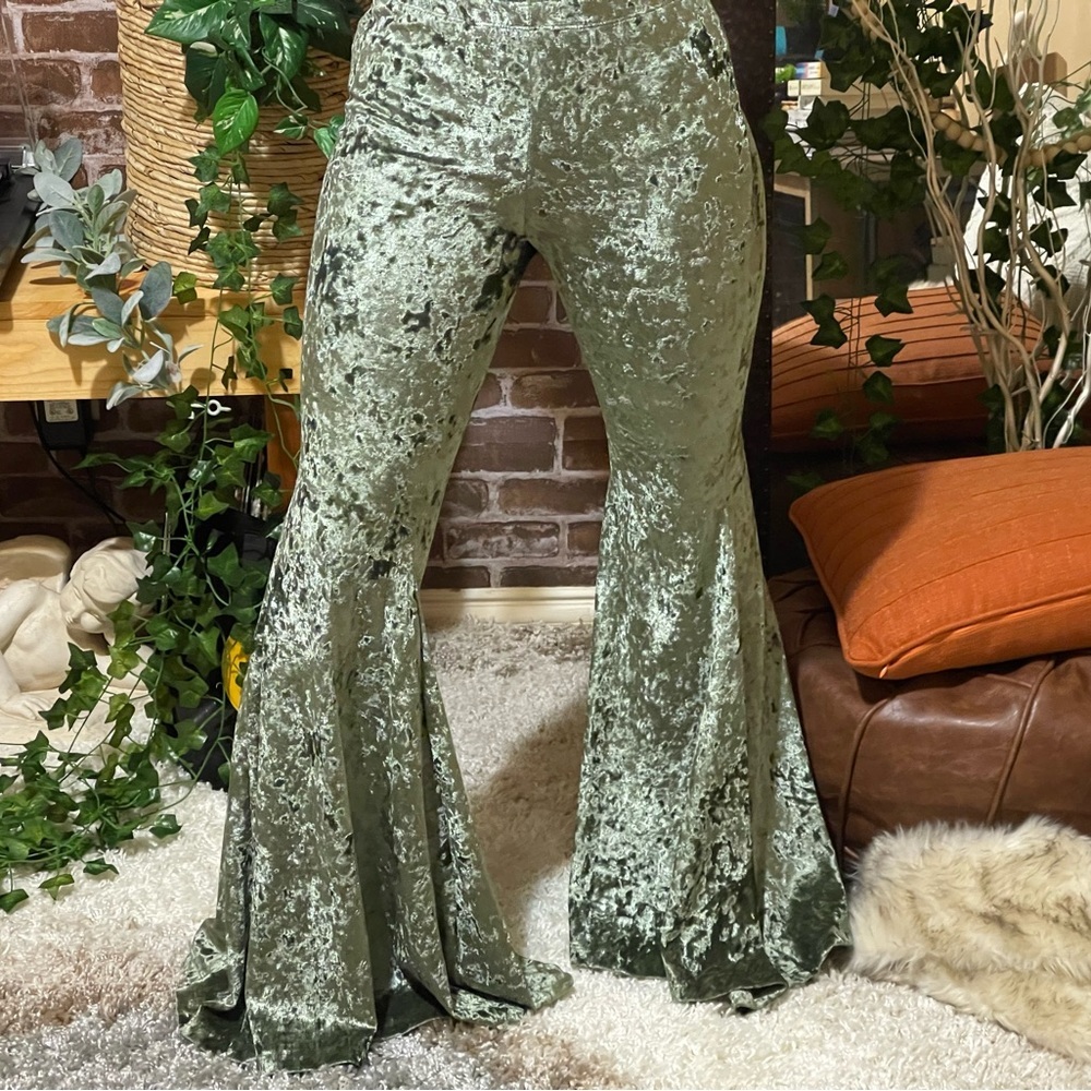 Velour Bell Bottoms Greenish